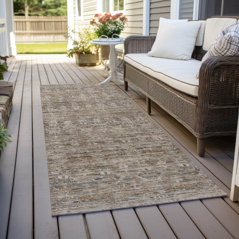 Machine Washable Indoor/Outdoor Xhevrie Brown Rug, Runner 2'3" x 7'6"