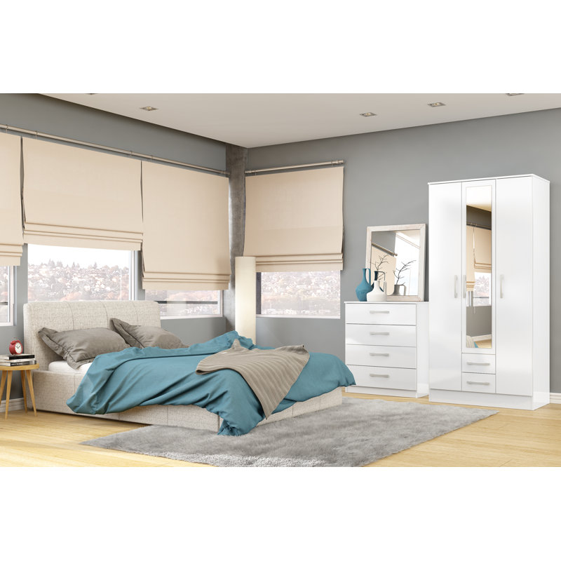 Marquitta 3 Door Manufactured Wood Wardrobe, White