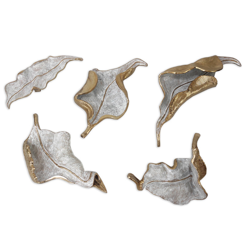 Ensemble de cinq sculptures irisées de feuilles de curling irisées