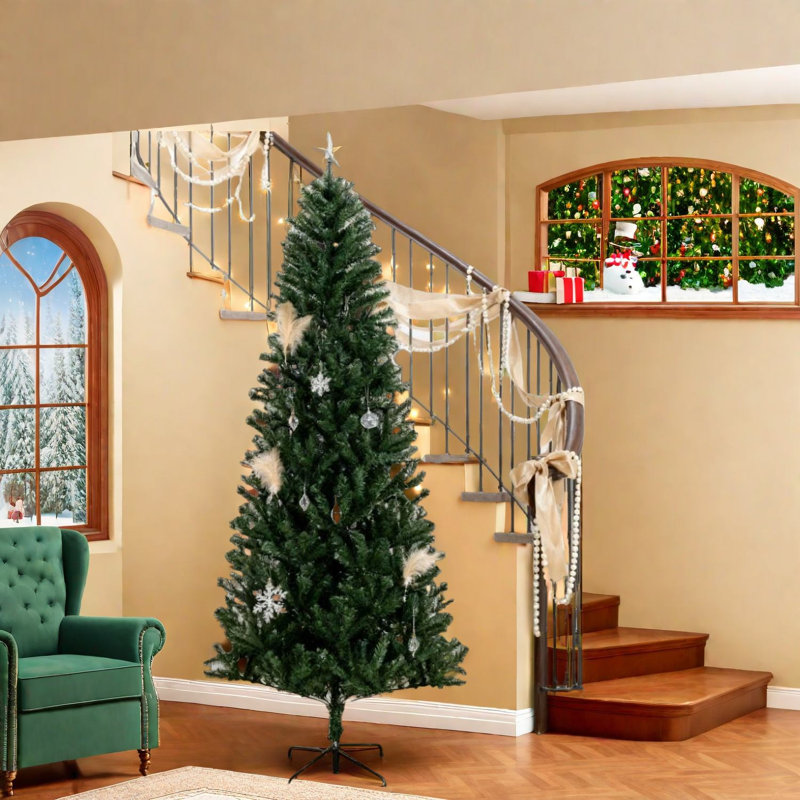 Arbre de Noël artificiel peu encombrant, métal et plastique, look réaliste pour la décoration des Fêtes