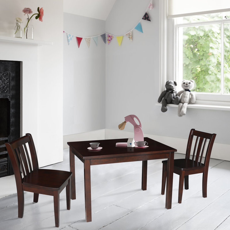 Ensemble de table de jeu et de chaises pour enfants en bois massif Edgewood, Moka riche