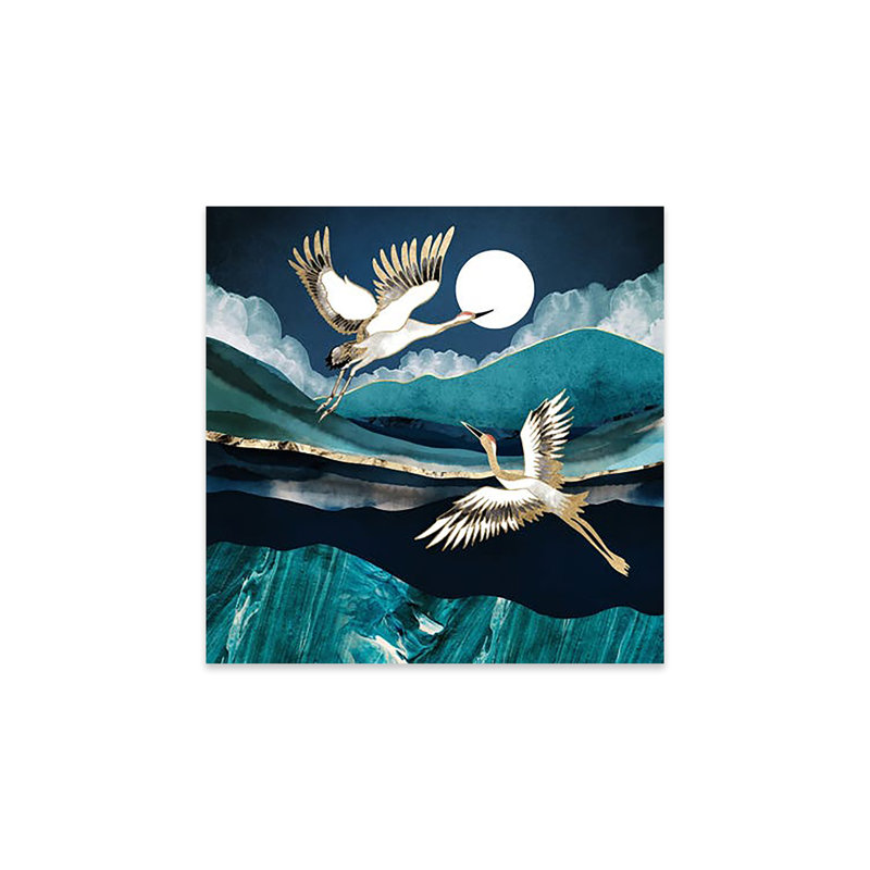 Grues de minuit, impression sur verre acrylique, H 24 po x l 24 po x P 0,25 po