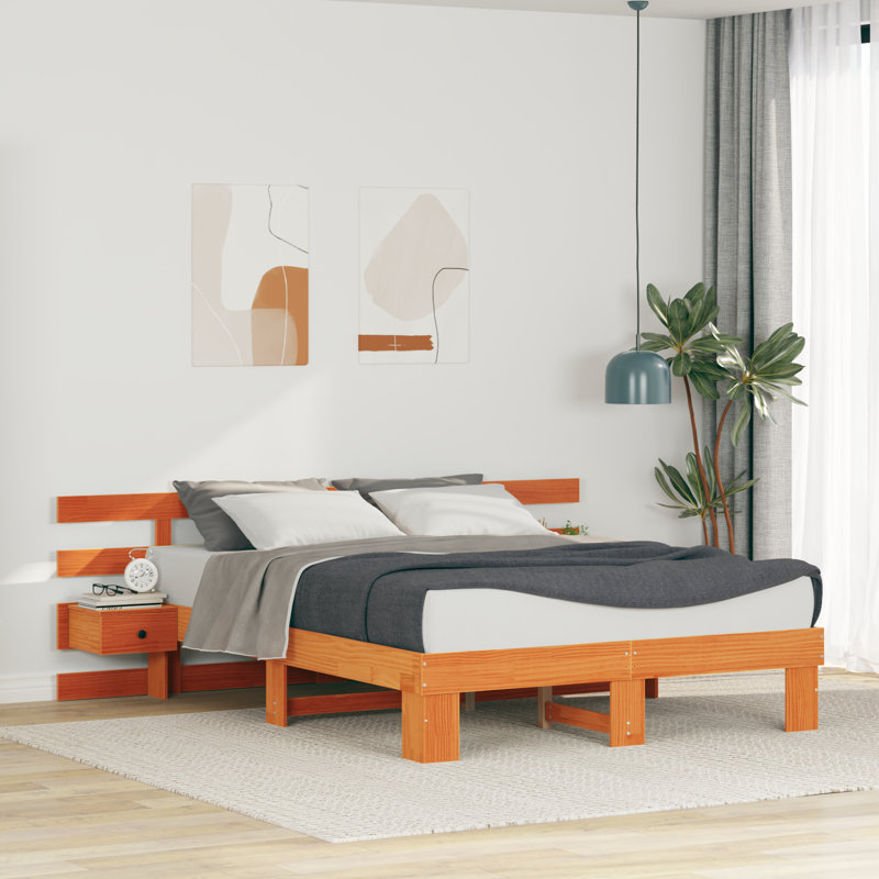 Solid Pine Wood And Solid Pine Wood, Brown, European Kingsize (160 x 200 cm)