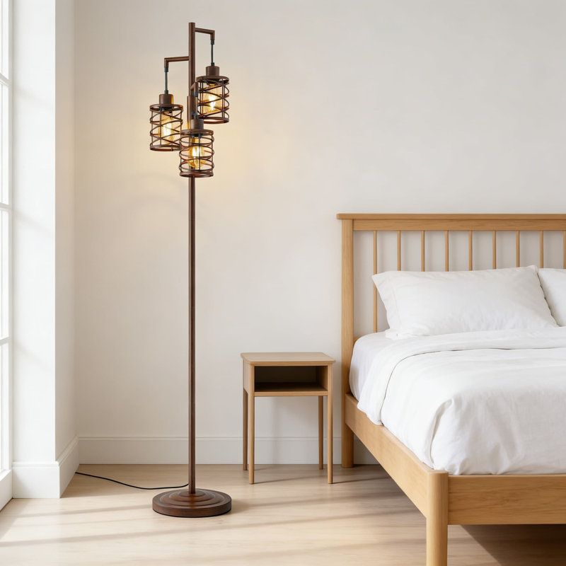 Lampe sur pied à intensité variable Farmhouse, Noyer brun