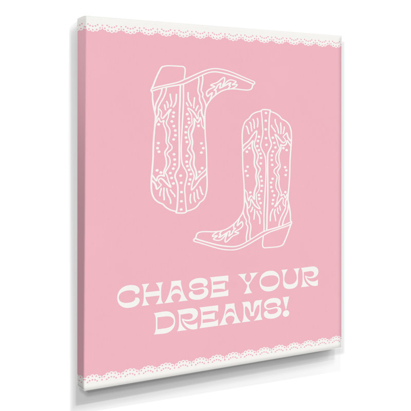 Impression d'art mural «Pink Chase Your Dreams Cowboy» - Cowgirls, Toile tendue, H 40 po x l 30 po x P 1,5 po