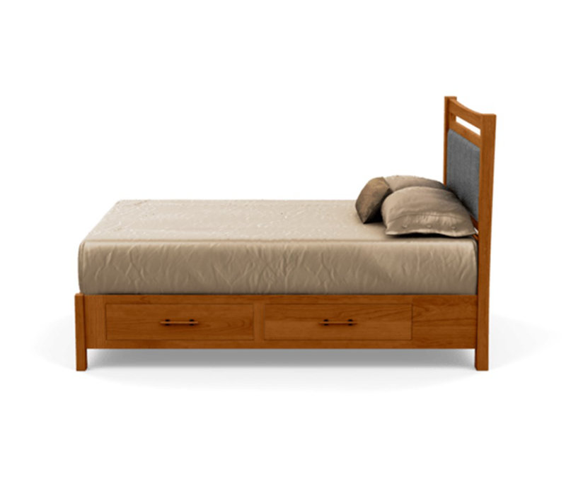 Monterey Upholstered Bed, California King, Ebony Leather, Autumn Cherry