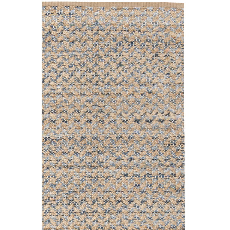 Reinheimer Hand Woven Jute/Chindi/Cotton Rug in Blue/Natural, Rectangle 4' x 6'