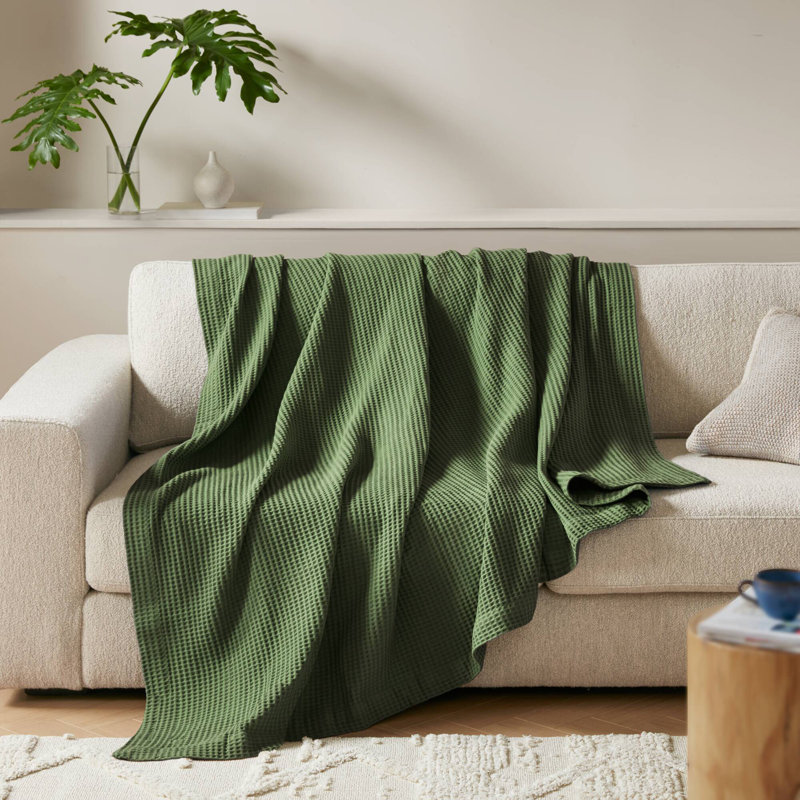 Couverture en coton 1pc, L 90 po x l 66 po, Vert