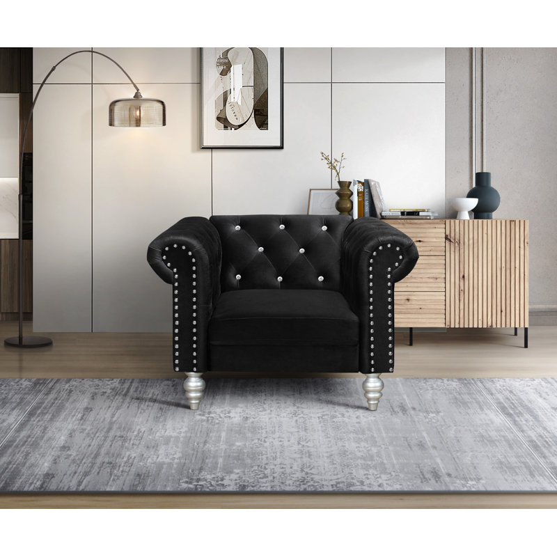 Fauteuil club Jacameron, Velours noir