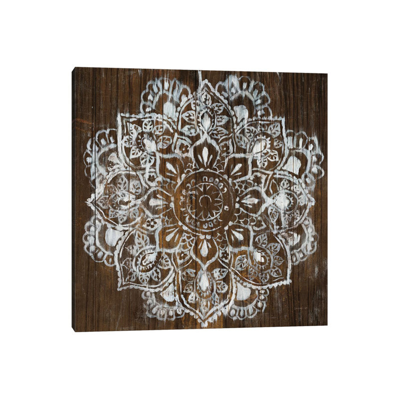 Mandala On Dark Wood by Danhui Nai - Wrapped Canvas Print, 30.48 cm H x 30.48 cm W