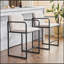 Ensemble confortable de 2 tabourets de bar modernes à hauteur de comptoir avec accoudoirs, structure en métal et siège rembourré, chaise de salle à manger confortable pour îlot de cuisine, bar ou restaurant-666840447