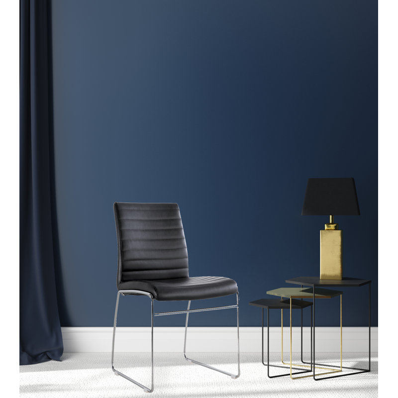 Timmins 18'' H Faux Leather Upholstered Side Chair, Black