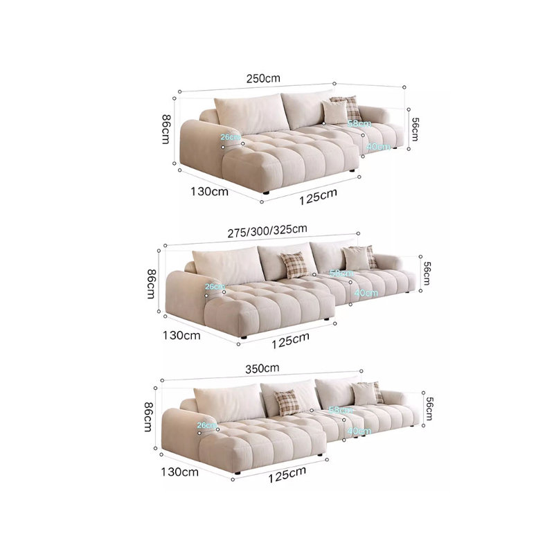 Suede Sofa, 3-seater 300cm
