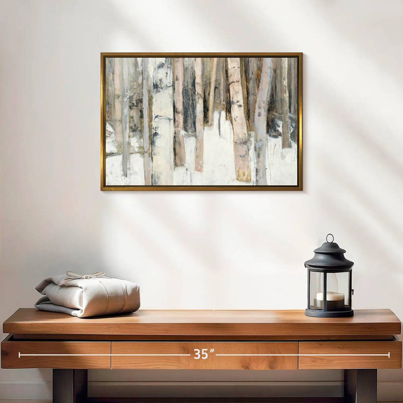 Lumière chaude d'hiver I, Cadre flottant doré, 19 po x 13 po