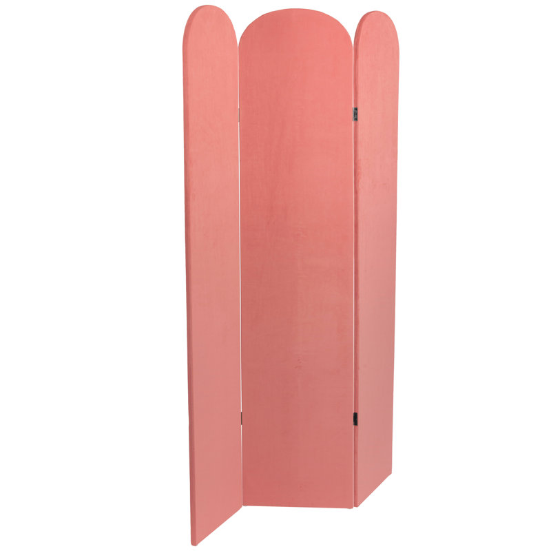 Cloison pliante en velours 3 panneaux Wayt, Rose