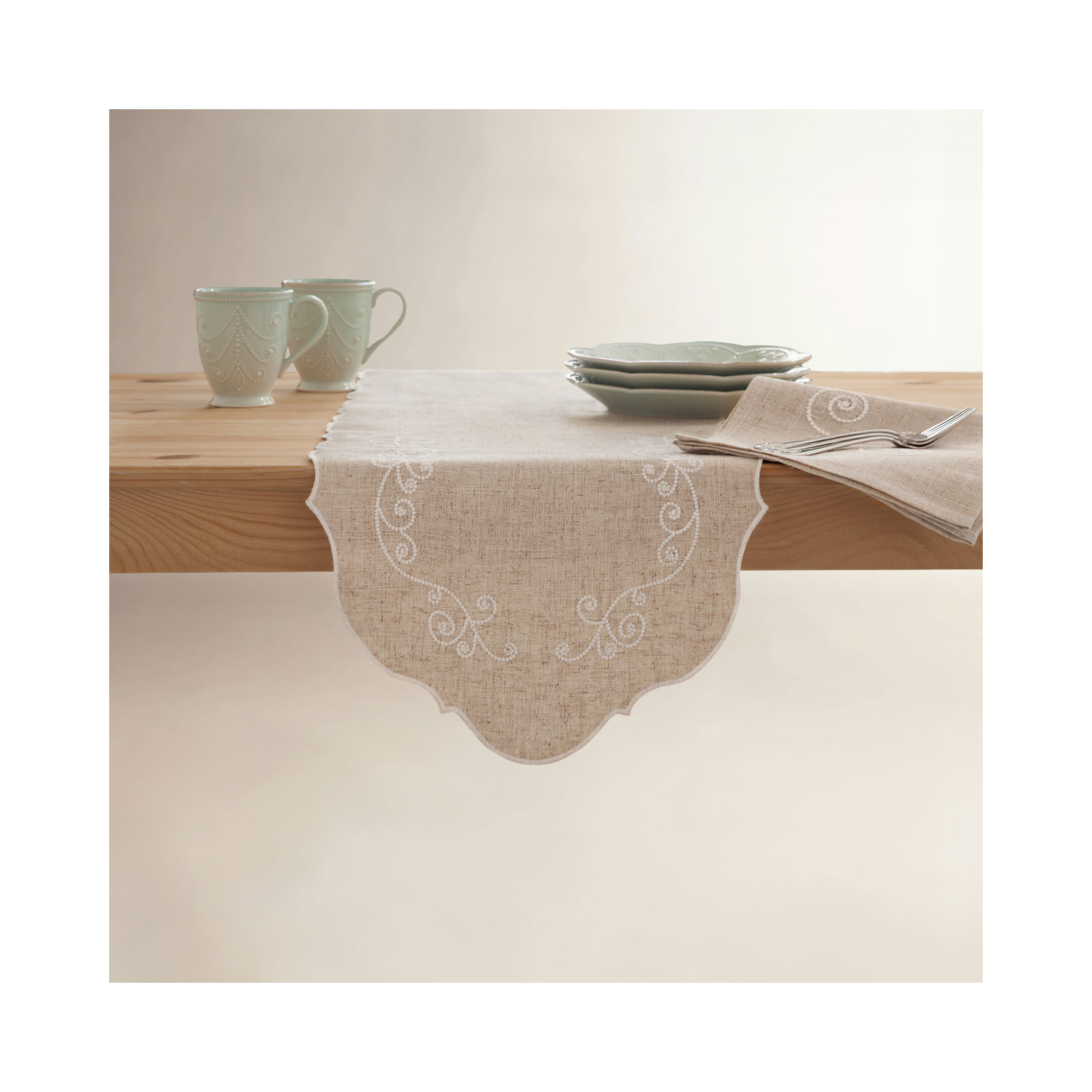 Lenox French Perle Runner, 70" x 14"