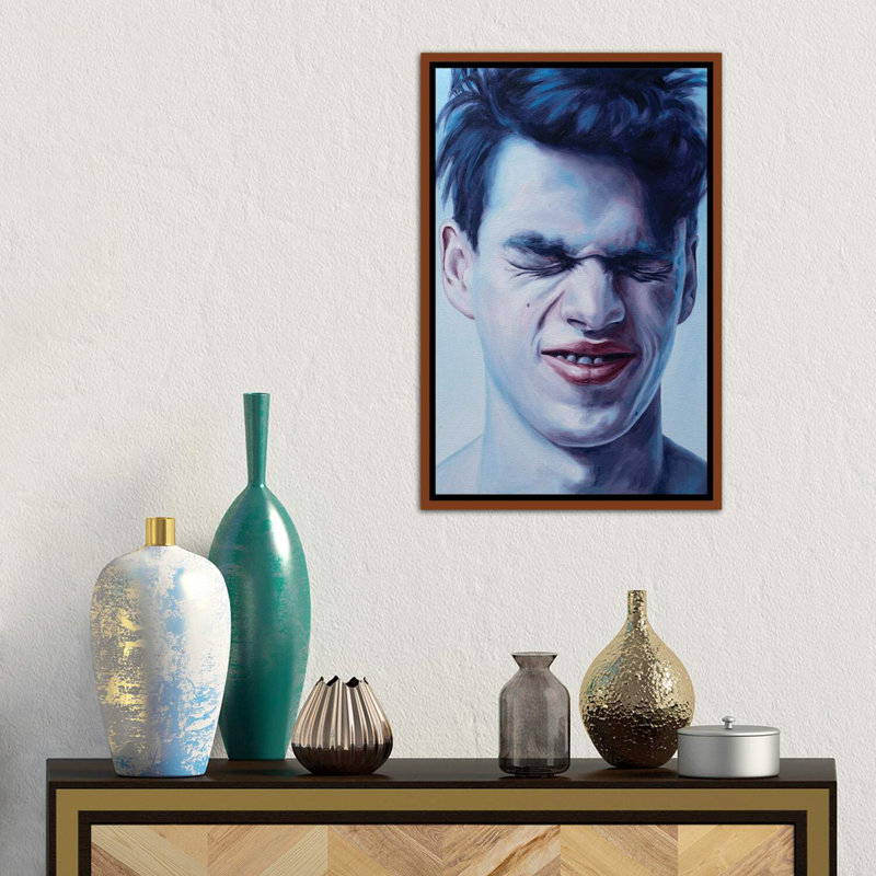 «Fermé les yeux» - Imprimé, H 26 po x l 18 po x 1,5 po, Toile avec cadre en bois classique