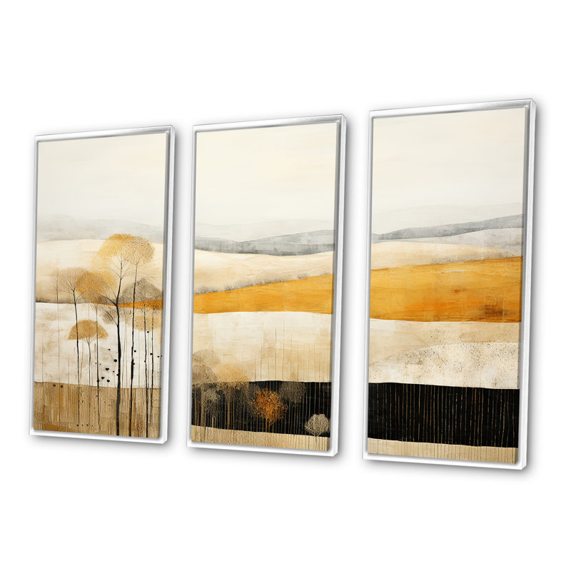«Bold Mute Tone Countryside Landscape», ensemble d'art mural imprimé campagne, H 28 po x l 36 po x P 1 po