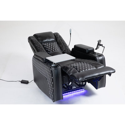 Power Zero Gravity Recliner With Multifunctional Features - Storage Armrest & Cup Holder - Laptop Table & Phone Holder- Reading Light & LED - Infinite Position Recline For Living Room & Office