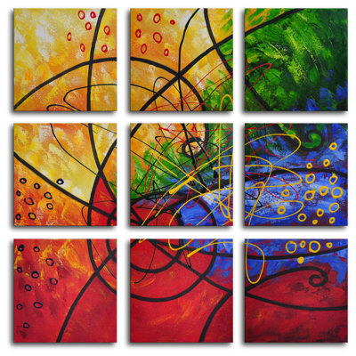 9 Piece Wrapped Canvas Painting