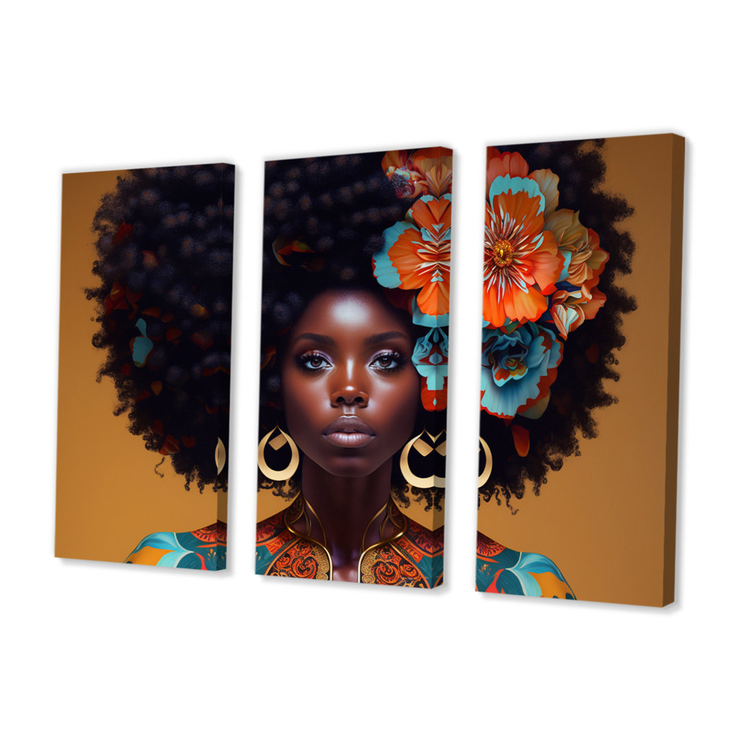 Contemporary Portrait Of Young African American Wo " Contemporary Portrait Of Young African American Woman V " 3 - Pieces House of Hampton®