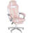 Inbox Zero Creaser Adjustable Reclining Ergonomic Faux Leather Swiveling PC & Racing Game Chair with Footrest in Pink