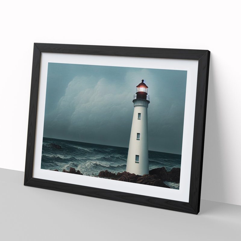 Compelling Lighthouse - Framed Print, Black, 46cm H x 64cm W x 2cm D