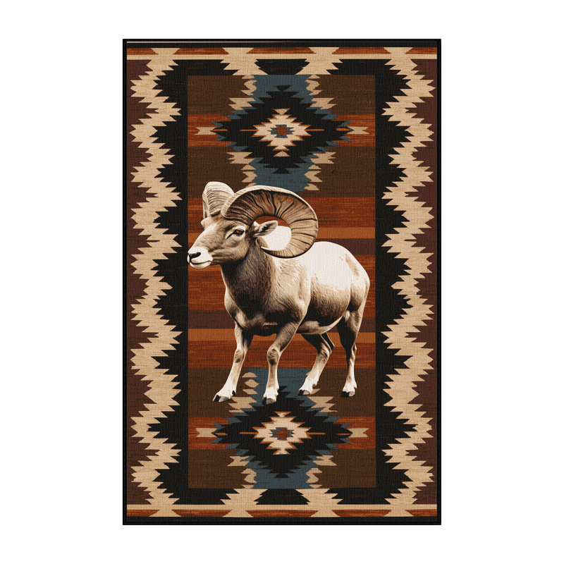  Tapis lavable Bighorn Sheep Southwestern, Tapis de couloir 2 pi x 5 pi