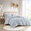 3 pièces, double / grand, pince, housse de couette, bleu, envers en microfibre, détails, - option lavable à la machine