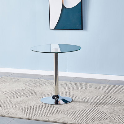 Daphene Round Glass Top Metal Base Dining Table