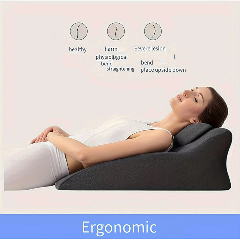 Ergonomic Spinal Posture Support & Multi-Functional Bed Pillow -Dark Grey, Dark Gray