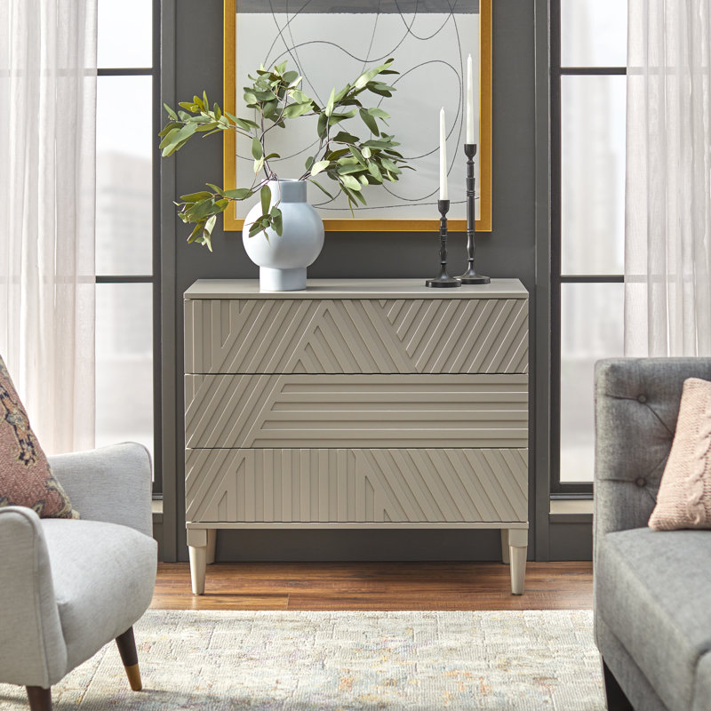 Commode décorative 3 tiroirs Gercho, Taupe