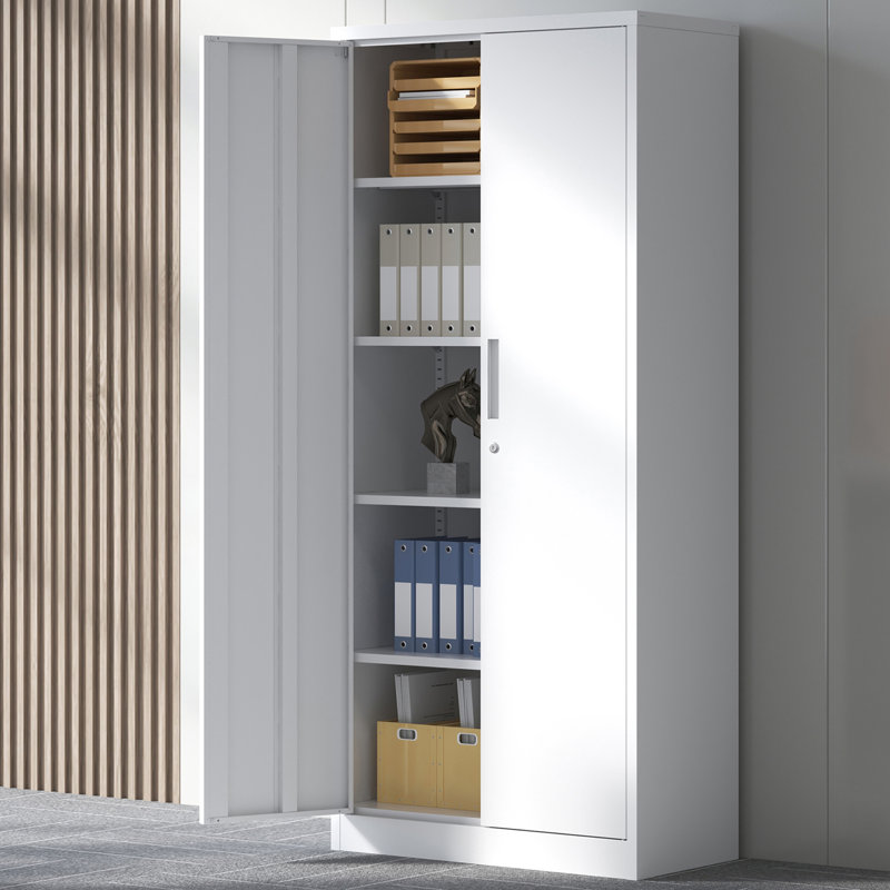 31.5" W Garage Storage Cabinet With Adjustable Shelves And Lockable Doors, White