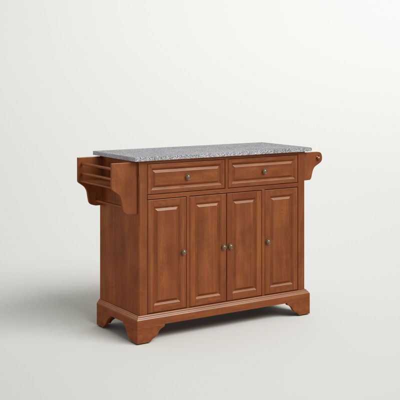 Bert Granite Top Kitchen Island, Classic Cherry