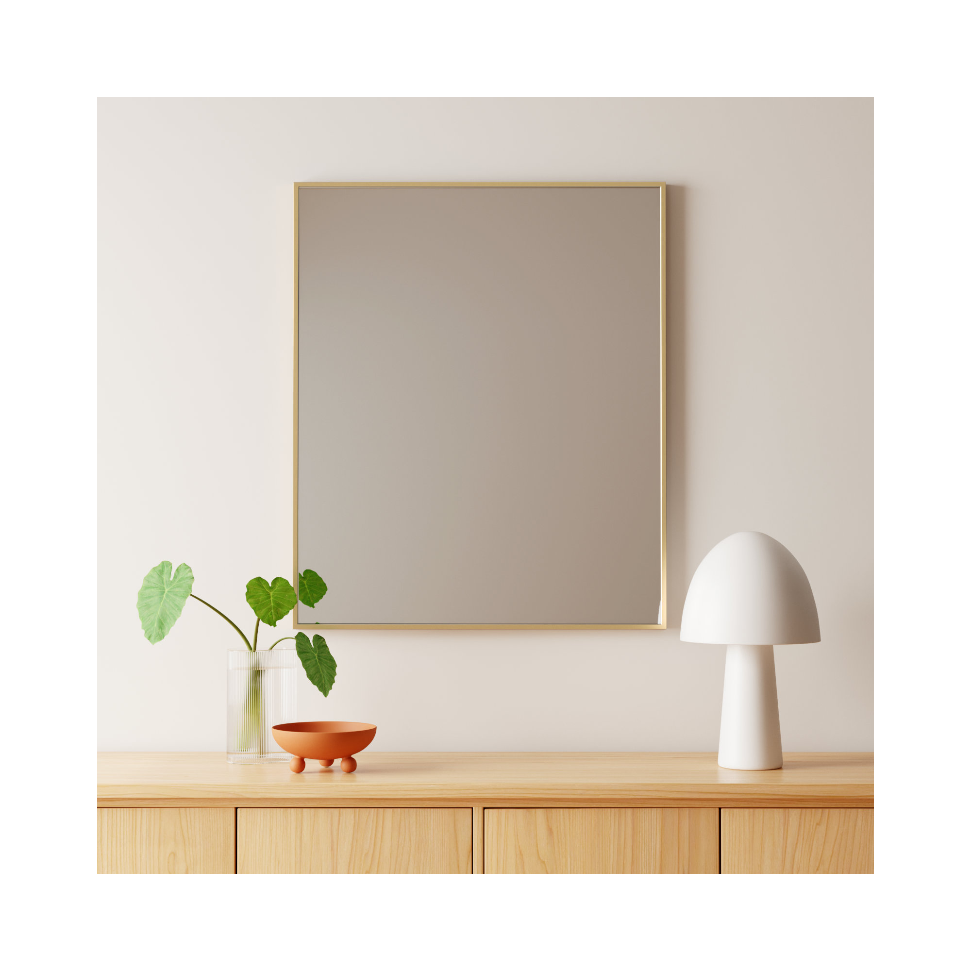 Sabine Metal Rectangle Wall Mirror, Brass, 36" x 30"