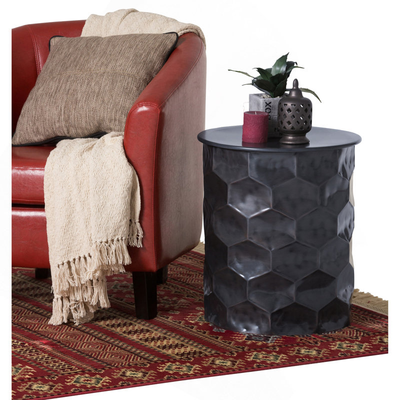 Whitney - Table d'appoint avec rangement en métal - Bronze antique