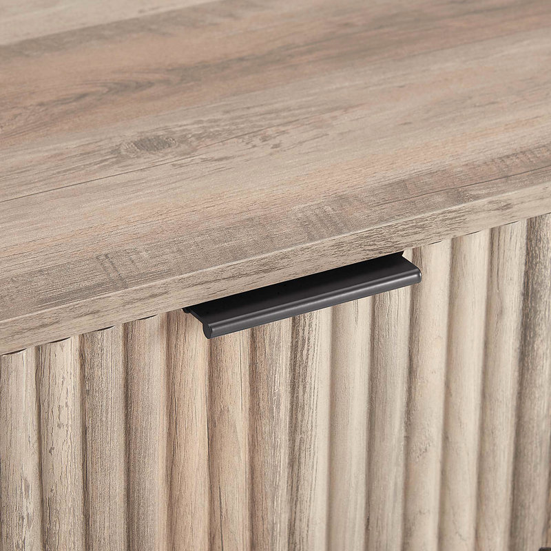 Table de chevet cannelée 20 po (2 tiroirs), Gris