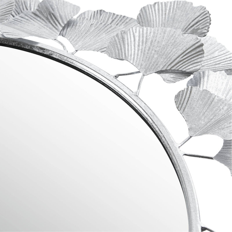 Miroir mural rond 30,5 "Gingko, Argent argent