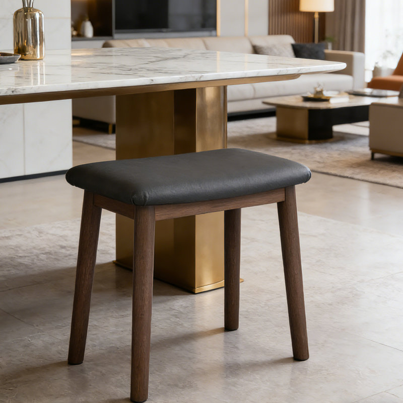 Tabouret de coiffeuse en bois massif avec siège selle - capacité de 195 lb, tabouret de maquillage en similicuir, assemblage facile