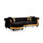 Canapé modulaire or capitonné avec revêtement en bois noir-1699162880