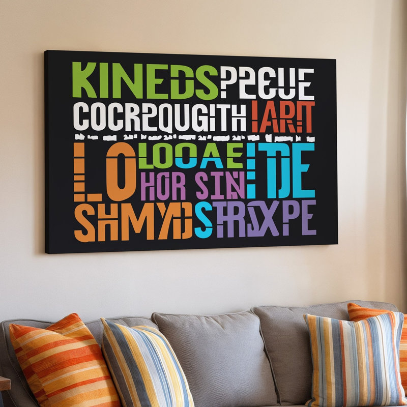 "Toile créer une image" avec une conception typographique vibrante et audacieuse centrée sur un fond noir présentant des mots