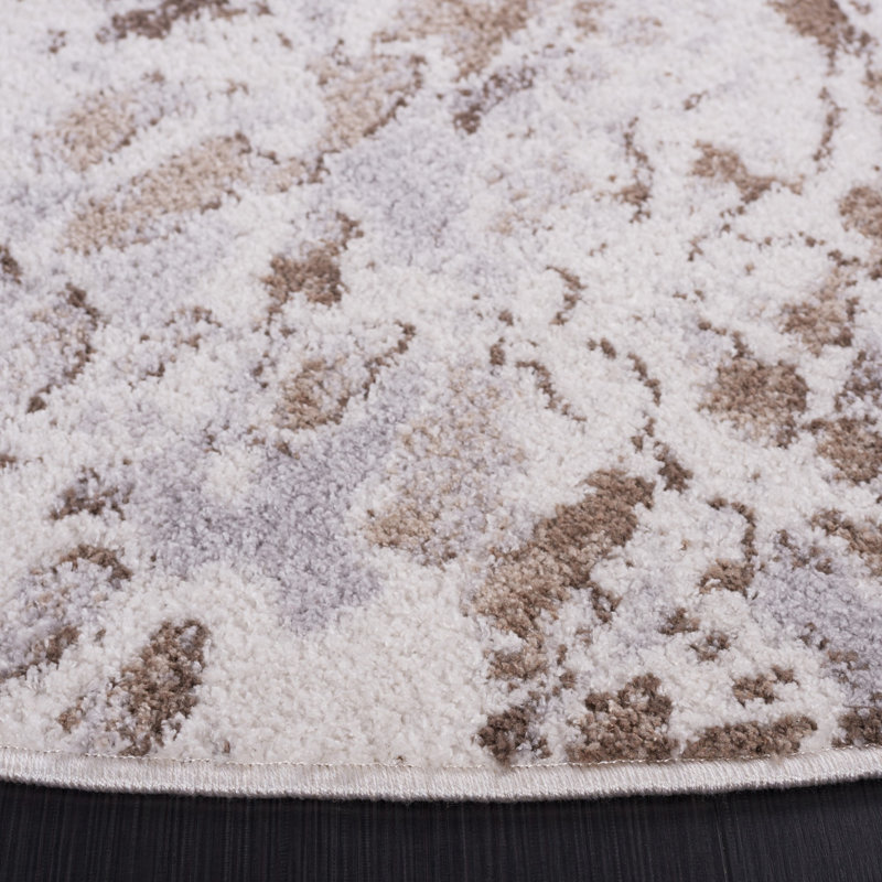 Tapis gris / ivoire Ethellee 682, Tapis de couloir 2 pi x 9 pi