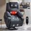 Fauteuil inclinable en polyester avec fonction Power Lift, mécanisme de mouvement robuste avec vibration à 8 points avec fonction de massage et soutien lombaire avec fonction de chauffage, avec port USB et ports de type C, acier inoxydable avec porte-gobelets-2002313761