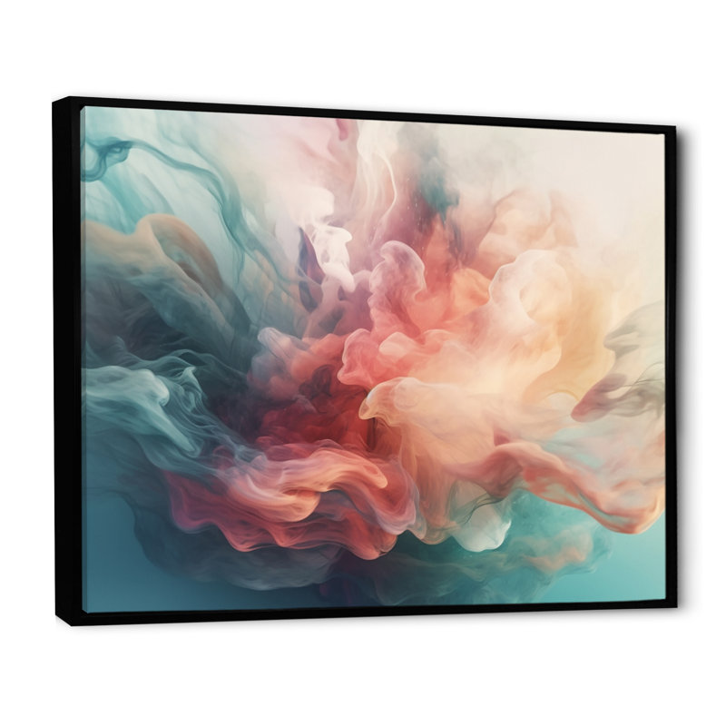 Orange, bleu, danse, couleurs I, H 34 po x l 44 po x P 1,5 po, Toile avec cadre flottant noir