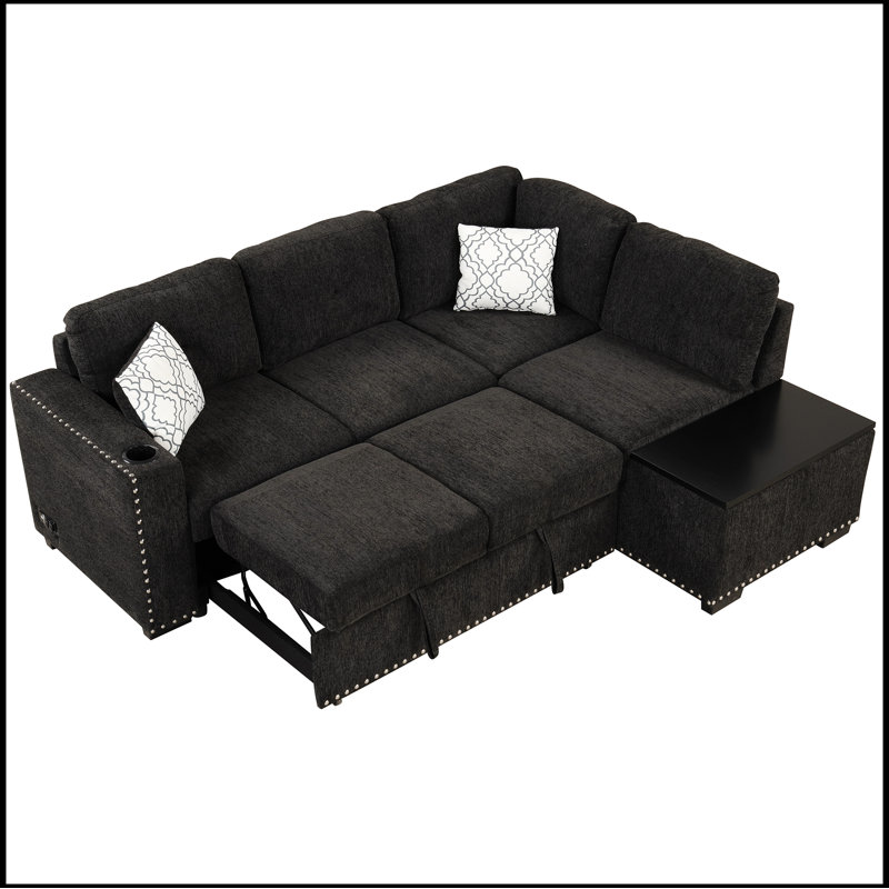 2 - Piece Upholstered Sectional, Black Chenille
