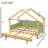 Twin Size Wood Treehouse Bed With Soft Cushion Rails,For Kids, Teens,Green-1840949615