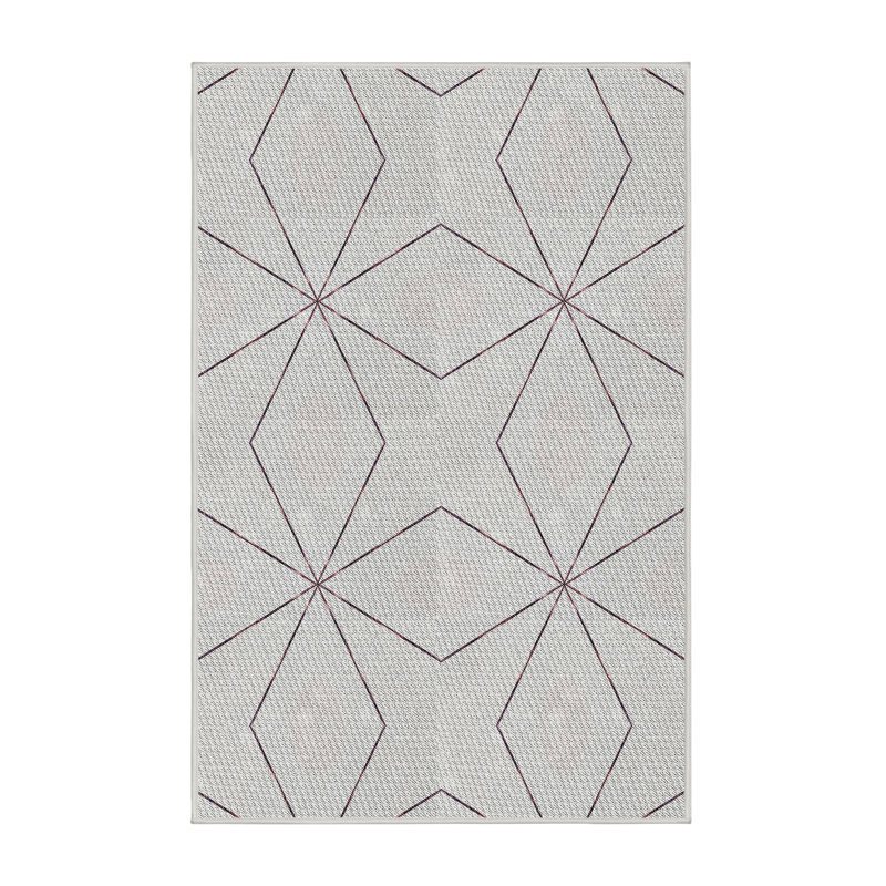 Tapis de zone crème/beige à motifs, Rectangle 5 pi x 7 pi