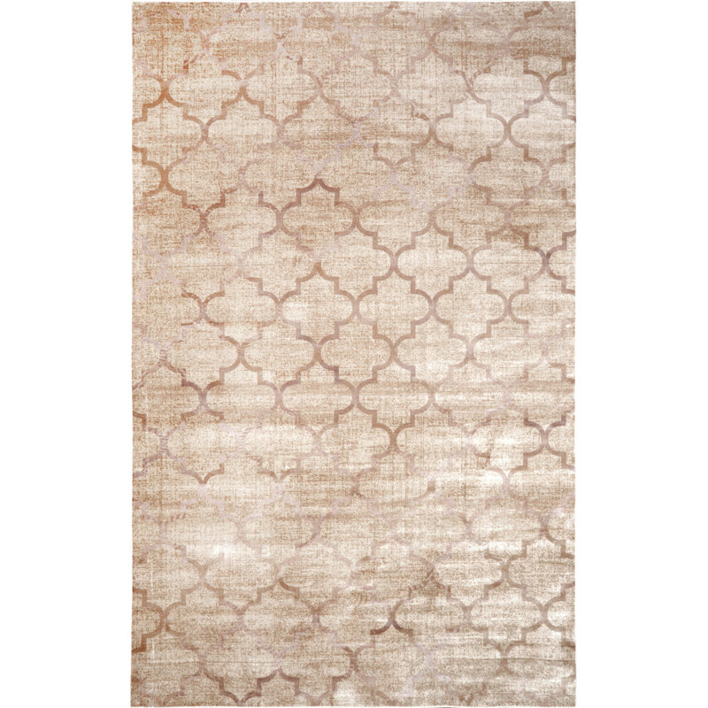 Tapis géométrique ivoire / brun clair Archdale, Rectangle 5 pi 2 po x 8 pi
