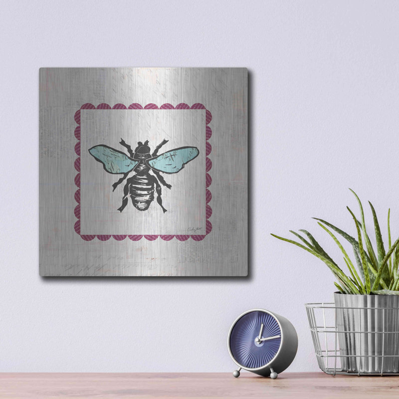 «August Grove®» par Bee Stamp Bright par Courtney Prahl, art mural en métal, H 12 po x l 12 po