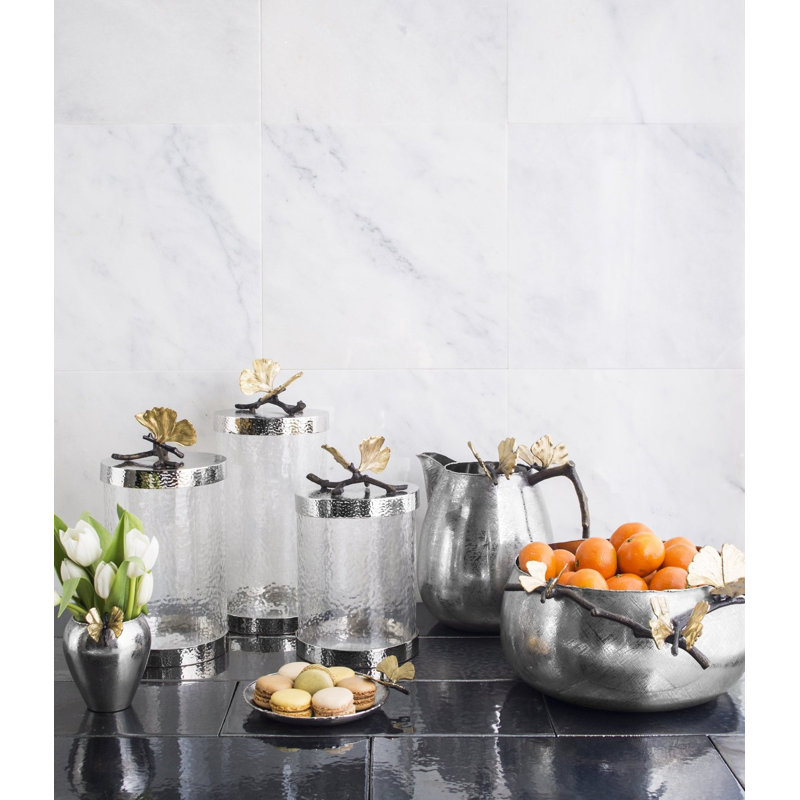 Butterfly Ginkgo Kitchen Canister, 6" H x 5.5" W x 5.5" D